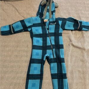 Blue Plaid Kids One Piece Fleece